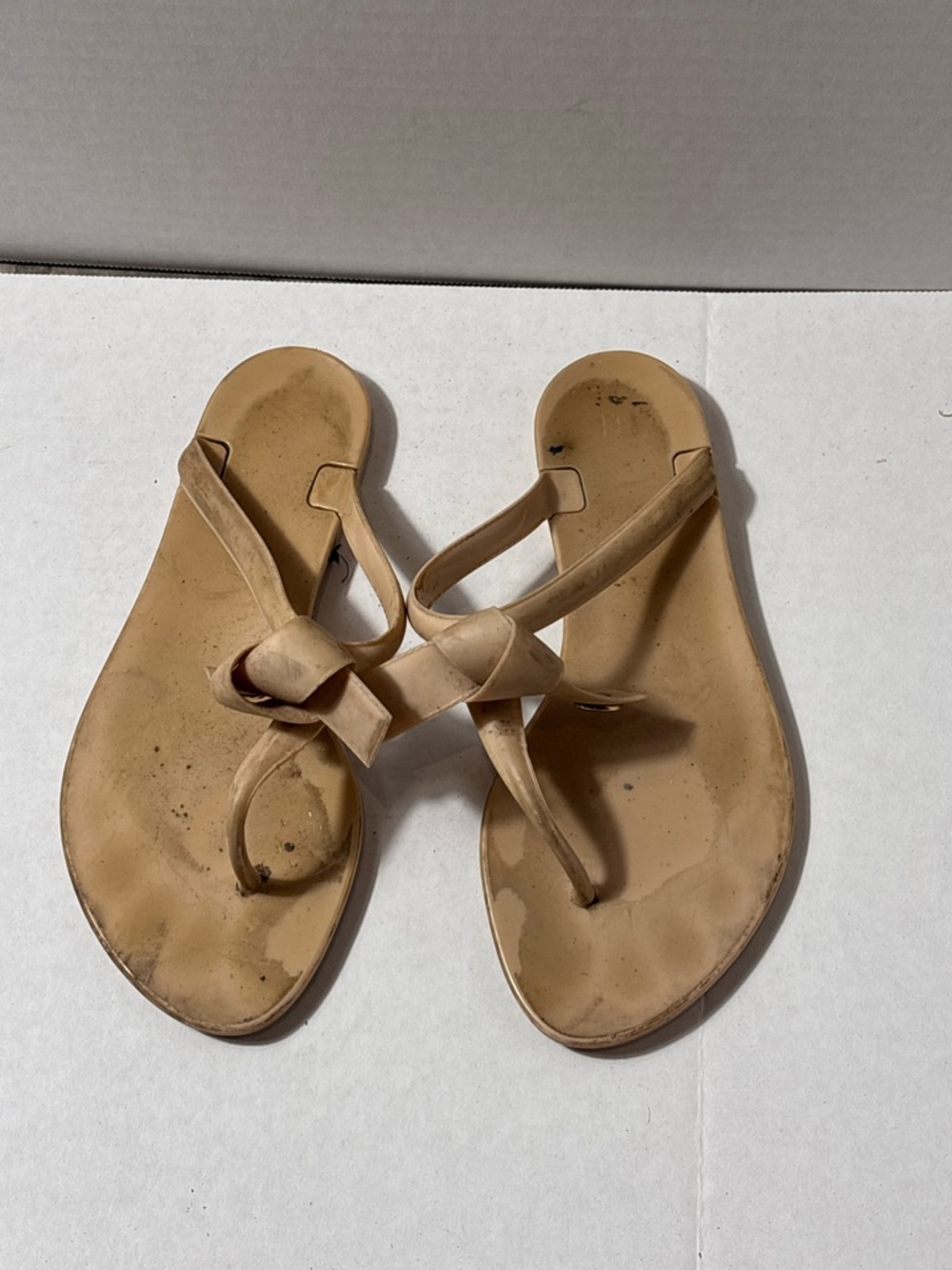 Women's Tan Knot-Front Thong Sandals